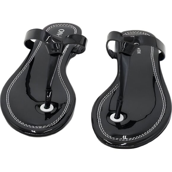 On 34th Galinaa Thong Flat Sandals Black Patent Slip-On Women's US 5M - Picture 5 of 6